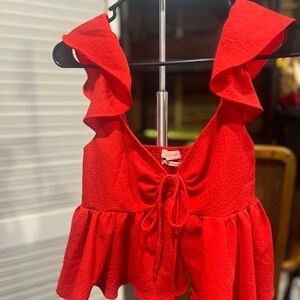 Urban Outfitters Red Ruffled Women's Top